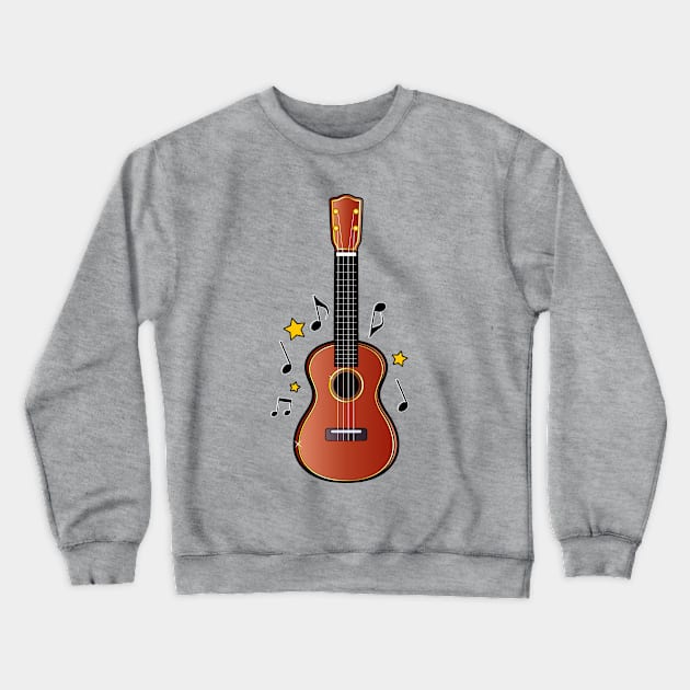 Ukulele with Notes and Stars Crewneck Sweatshirt by PenguinCornerStore